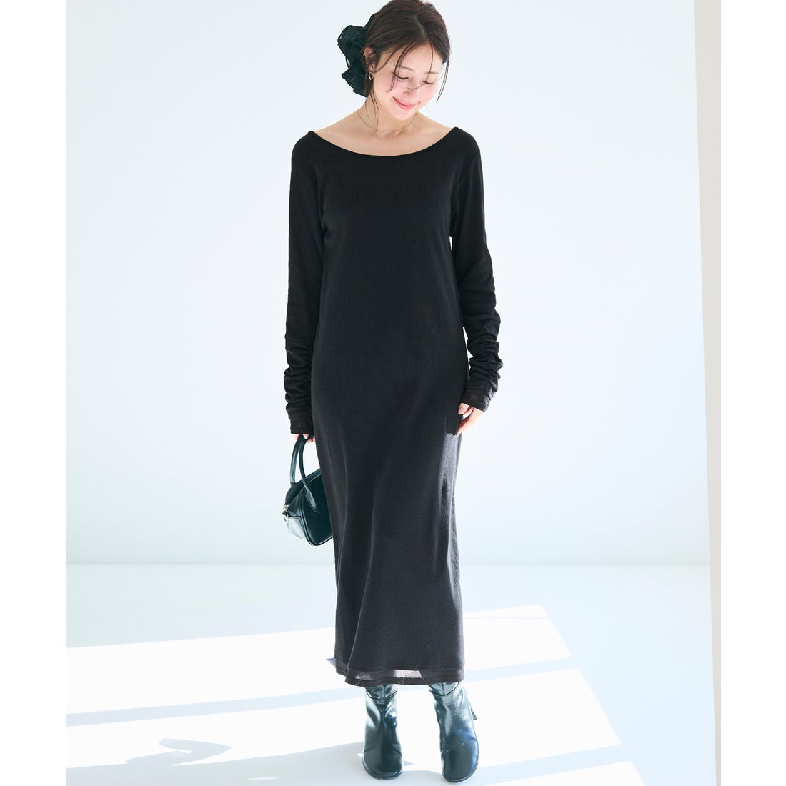 コカ coca 袖シャーリングレイヤードワンピース （Black） - ファッション通販 d fashion