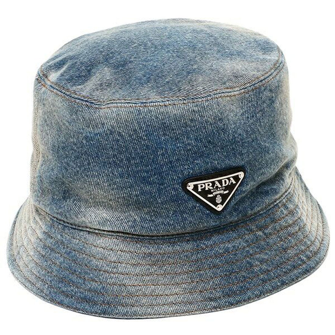 プラダ PRADA バケットハット 帽子 デニム トライアングルロゴ ブルー メンズ PRADA 2HC137 12K1 F0V3N （ブルー