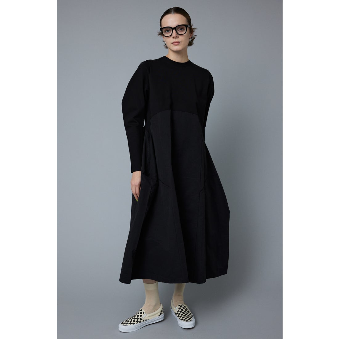 HeRIN.CYE Ponte docking dress BLK -ファッション通販 FASHION WALKER