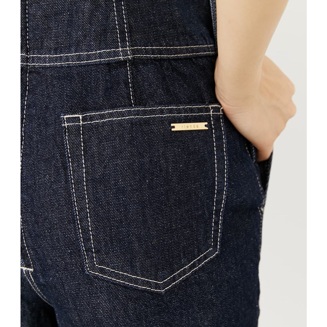 rienda サイドカットDENIMロンパース BEG -靴＆ファッション通販 