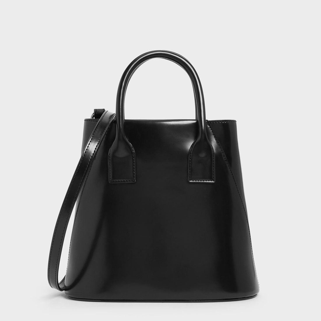 ボックスレザー バケツバッグ / Boxed Leather Bucket Bag （Black）