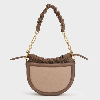 
         ルーシュドチェーンハンドル クレッセントバッグ / Ruched Chain Handle Crescent Bag （Brown）