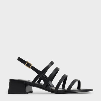 
         ストラッピージオメトリック スリングバックサンダル / Strappy Geometric Slingback Sandals （Black