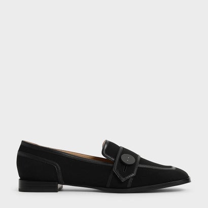 【2021 FALL】ボタンエンベリッシュド トゥウィルローファー / Button-Embellished Twill Loafers （Black）
