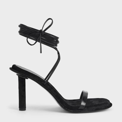 
         メタリック タイアラウンドスティレットサンダル / Metallic Tie-Around Stiletto Sandals （Black）