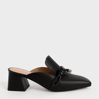 
         【2022 SPRING】レザーノッティド ローファーミュール / Leather Knotted Loafer Mules （Black）