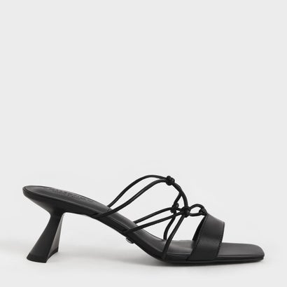 
         【2022 SUMMER 新作】ストラッピー レザースカルプチャーヒールサンダル / Strappy Leather Sculptural Heel Sandals （Bl