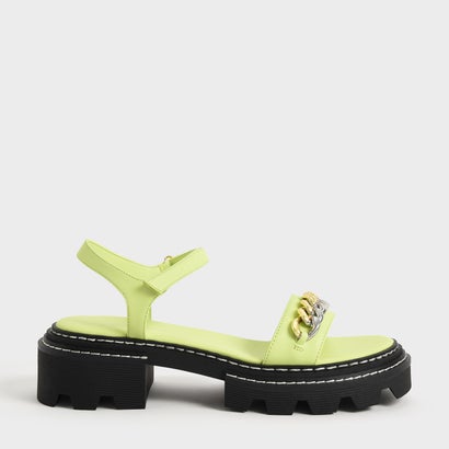 
         【2022 SUMMER 新作】チェーンリンク ブロックヒールサンダル / Chain-Link Block Heel Sandals （Lime）