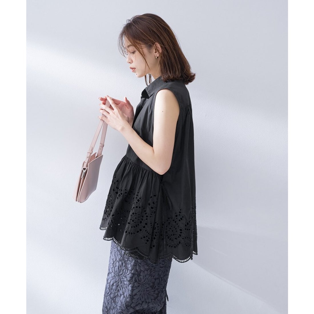 アンタイトル UNTITLED 【PROTAGPNISTA】スカラップレースブラウス 