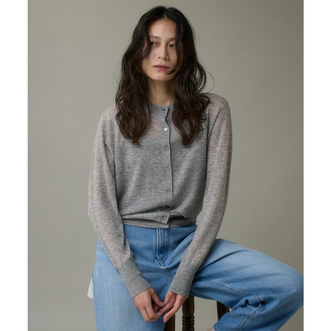 イッツインターナショナル I.T.'S. international クルーネックニットカーデ《Melty air wool》 （グレー1 ...