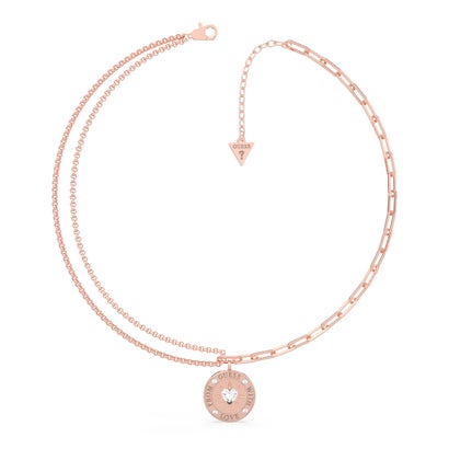 
                        FROM WITH LOVE 15-17 Double Chain 20mm Coin Necklace （ROSE GOLD）