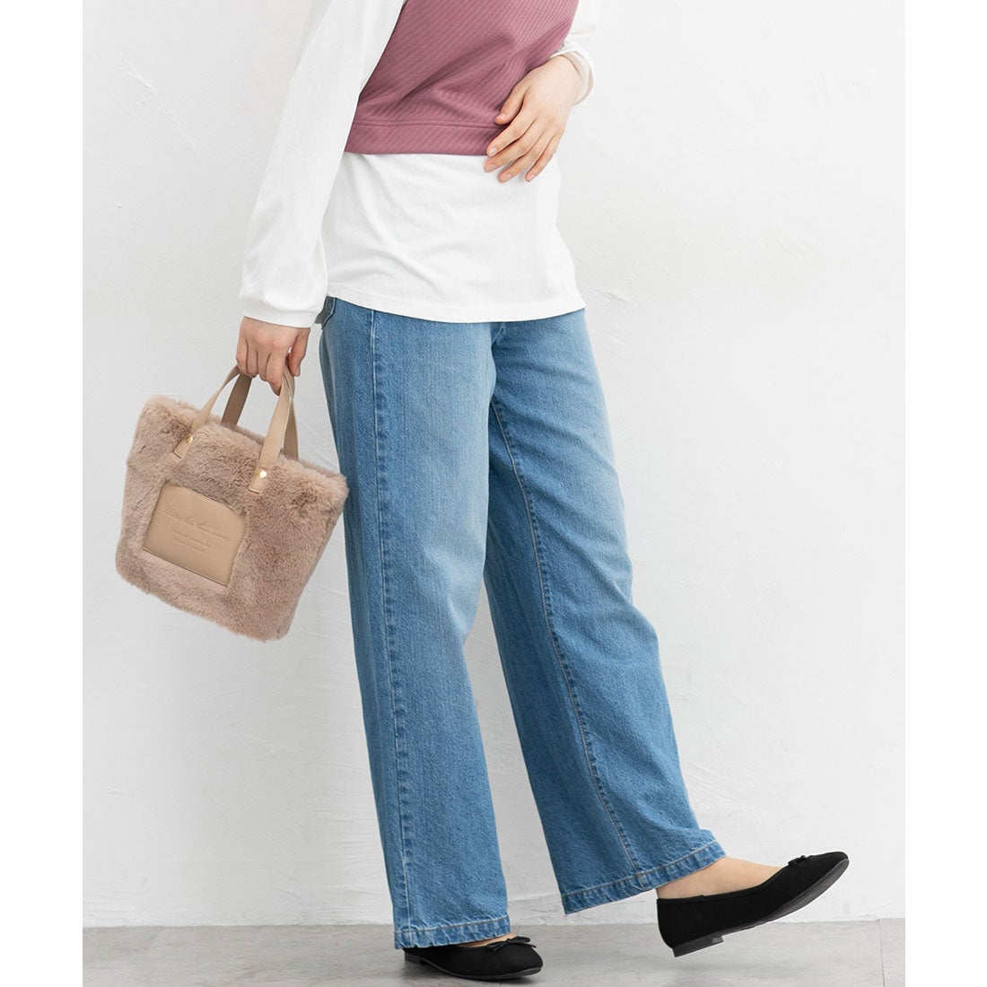 Honeys デニムワイドパンツ（股下73cm） ボトムス パンツ デニム コットン 綿 ワイドパンツ ワイドデニム オールシーズン ...