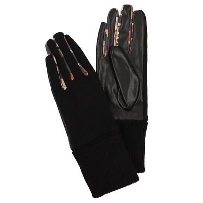
                        アニマルパッチワークのレディースダブル素材手袋 （グレー/ブラック）