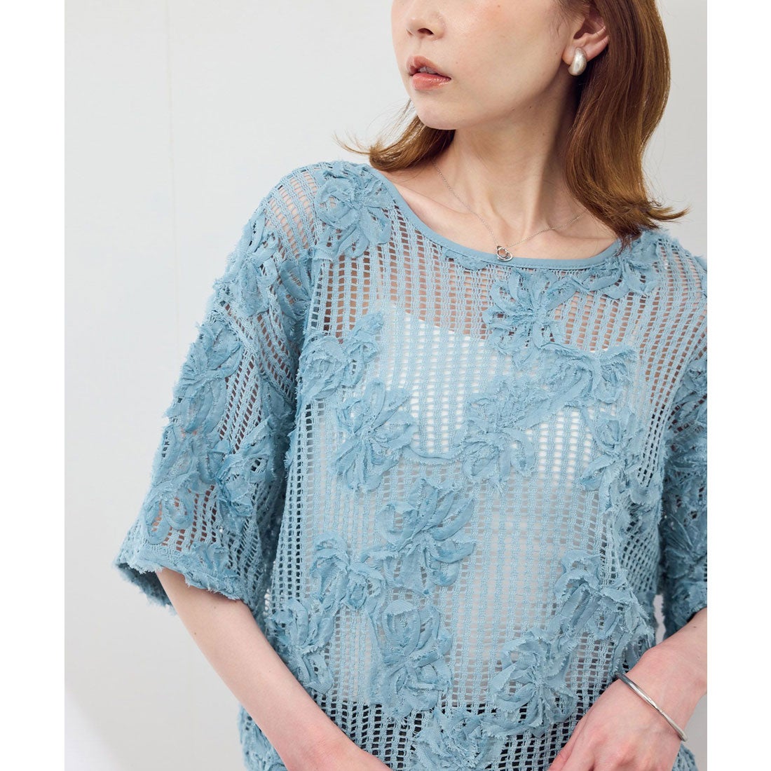 ロペピクニック ROPE' PICNIC メッシュコード刺繍プルオーバー （サックス（48）） -ファッション通販 FASHION WALKER