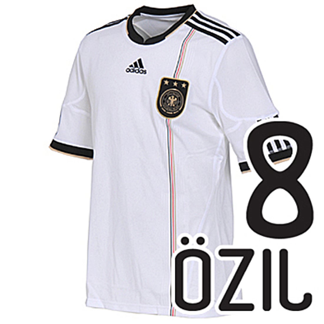 adidas ドイツ代表 10/11 ホームレプリカ半袖ジャージー #8.エジル