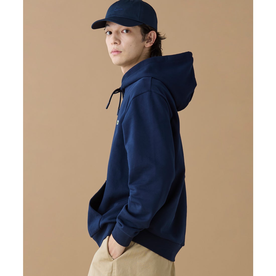 LACOSTE」 プルオーバーパーカー L ダークネイビー メンズ ラコステ