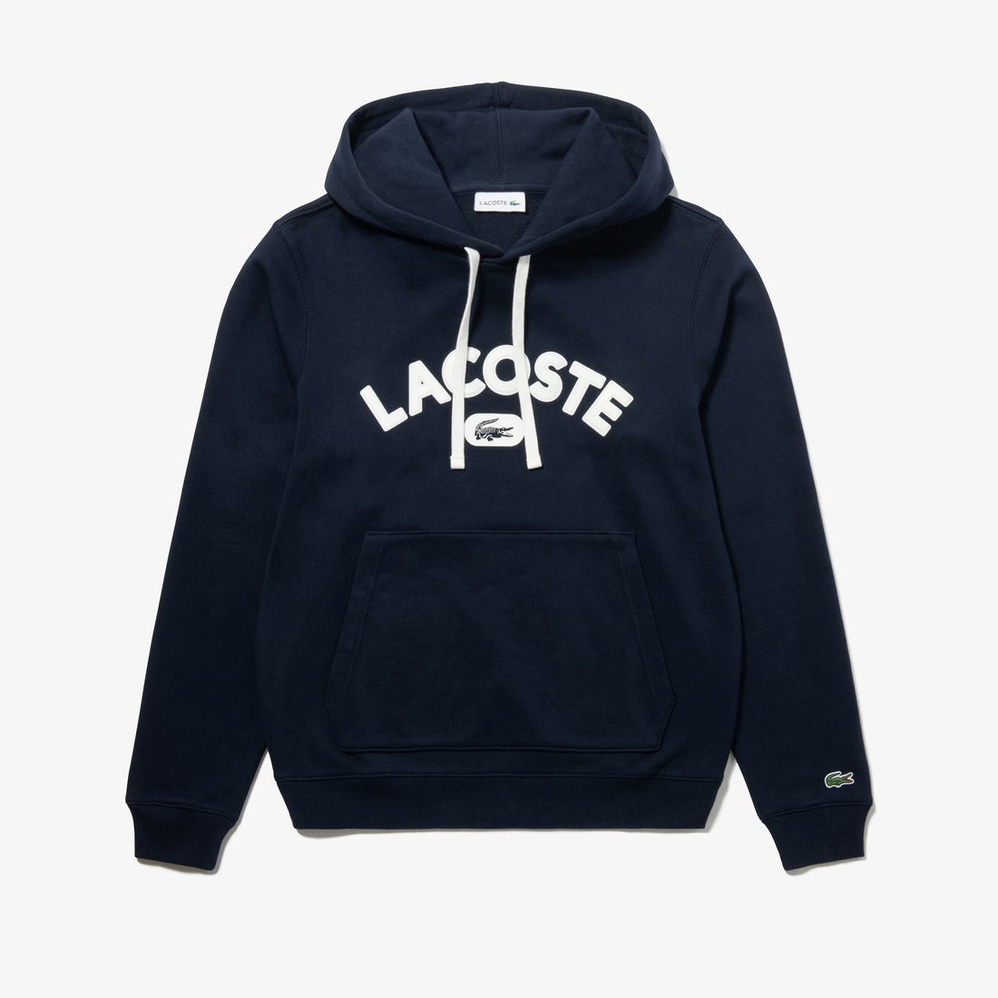 【新品】LACOSTE ラコステ グラフィックプリントフードスウェット 38 ラコステ LACOSTE ロゴプリントフードスウェットシャツ （ネイビー