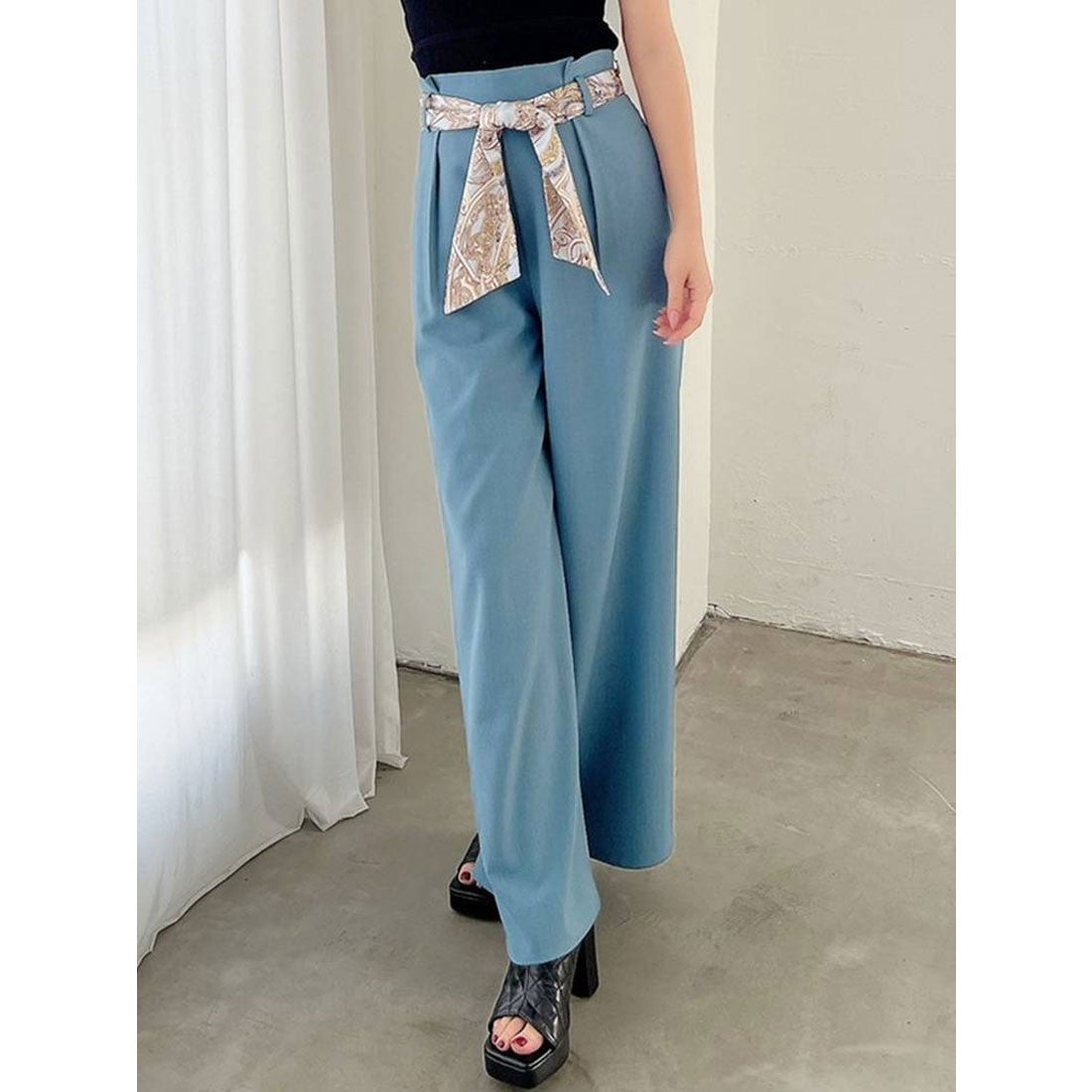 Sloc Shop 【訳あり新品】 リゼクシー RESEXXY スカーフリボンワイドパンツ (ブルー) - ファッション通販 d fashion