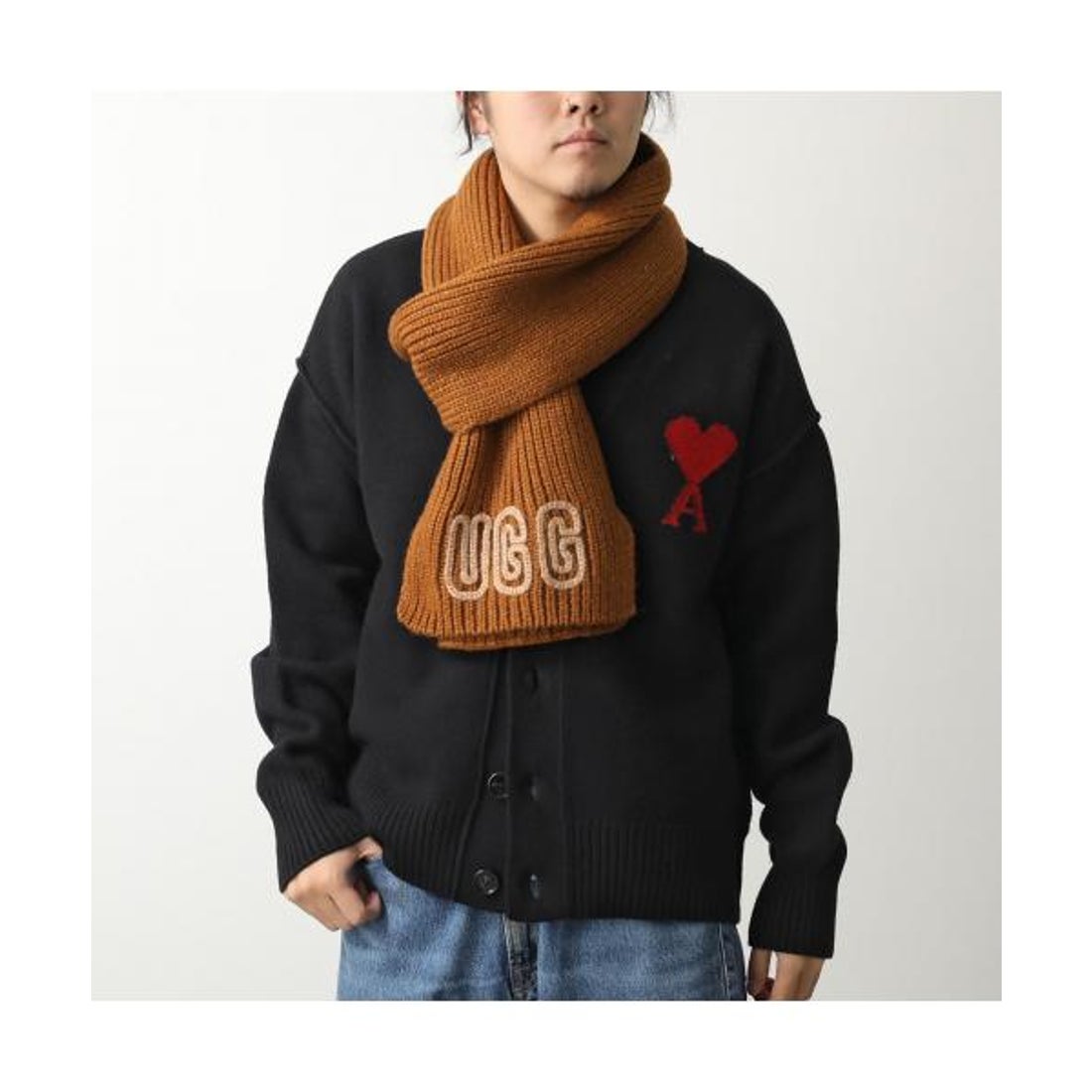 アグ UGG UGG マフラー W CHUNKY CRAFTED RIB SCARF 102787 （DEC/DECO-ブラウン ...