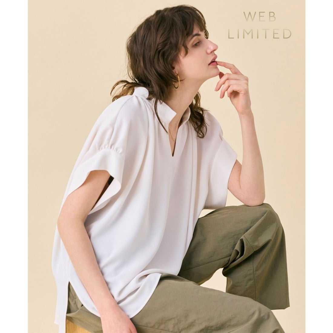 ベイジ, BEIGE, 【WEB限定・洗える】CELOSIA / スキッパーブラウス