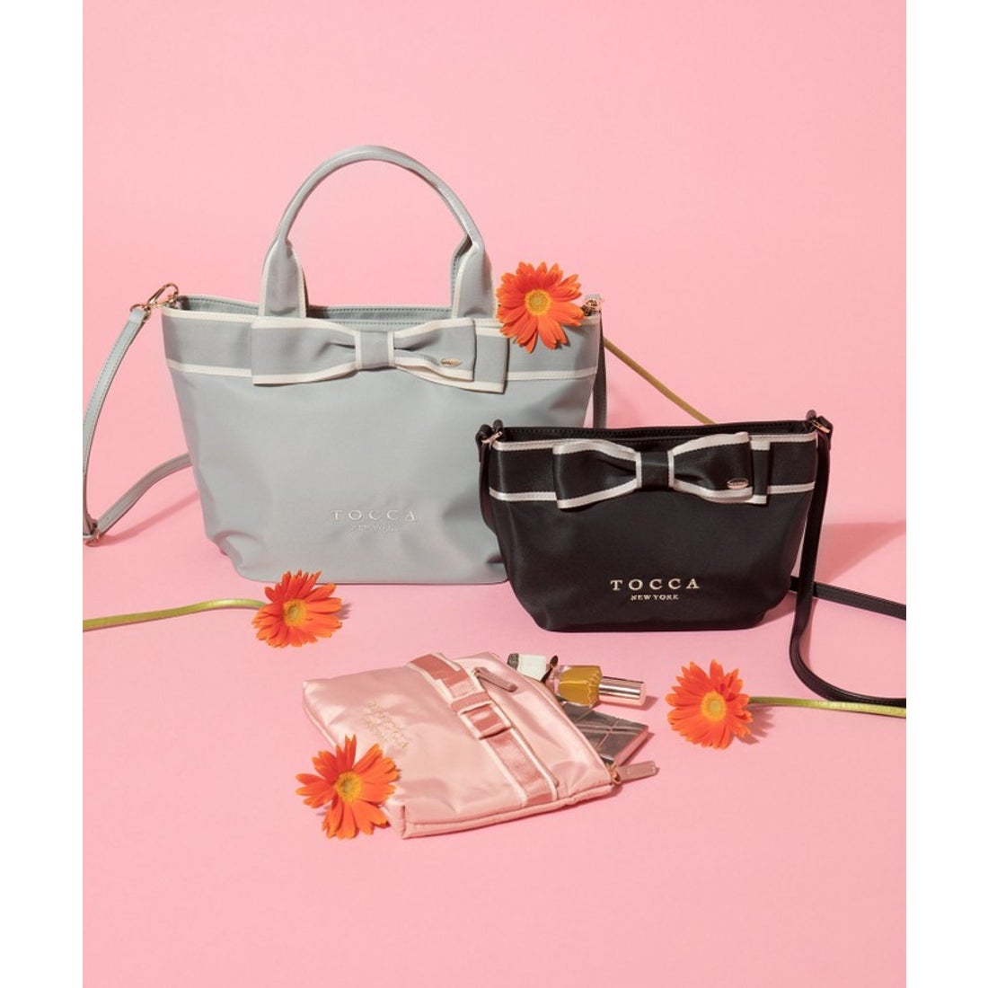 トッカ TOCCA 【撥水】BICOLOR RIBBON TOTE トートバッグ （ネイビー系 