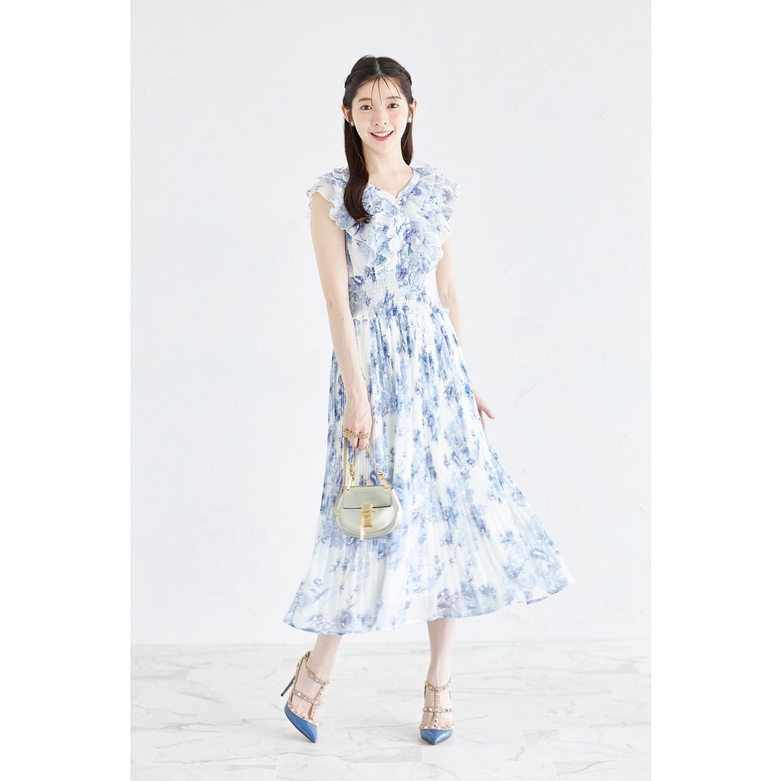 トッコクローゼット tocco closet フリル付きパール装飾ウエスト 