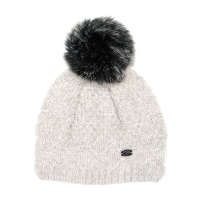 
                        PAJAR COLD LADIES HEATHER CHUNKY KNIT HAT WITH FAUX FUR POMPOM  KNIT （GRAY）