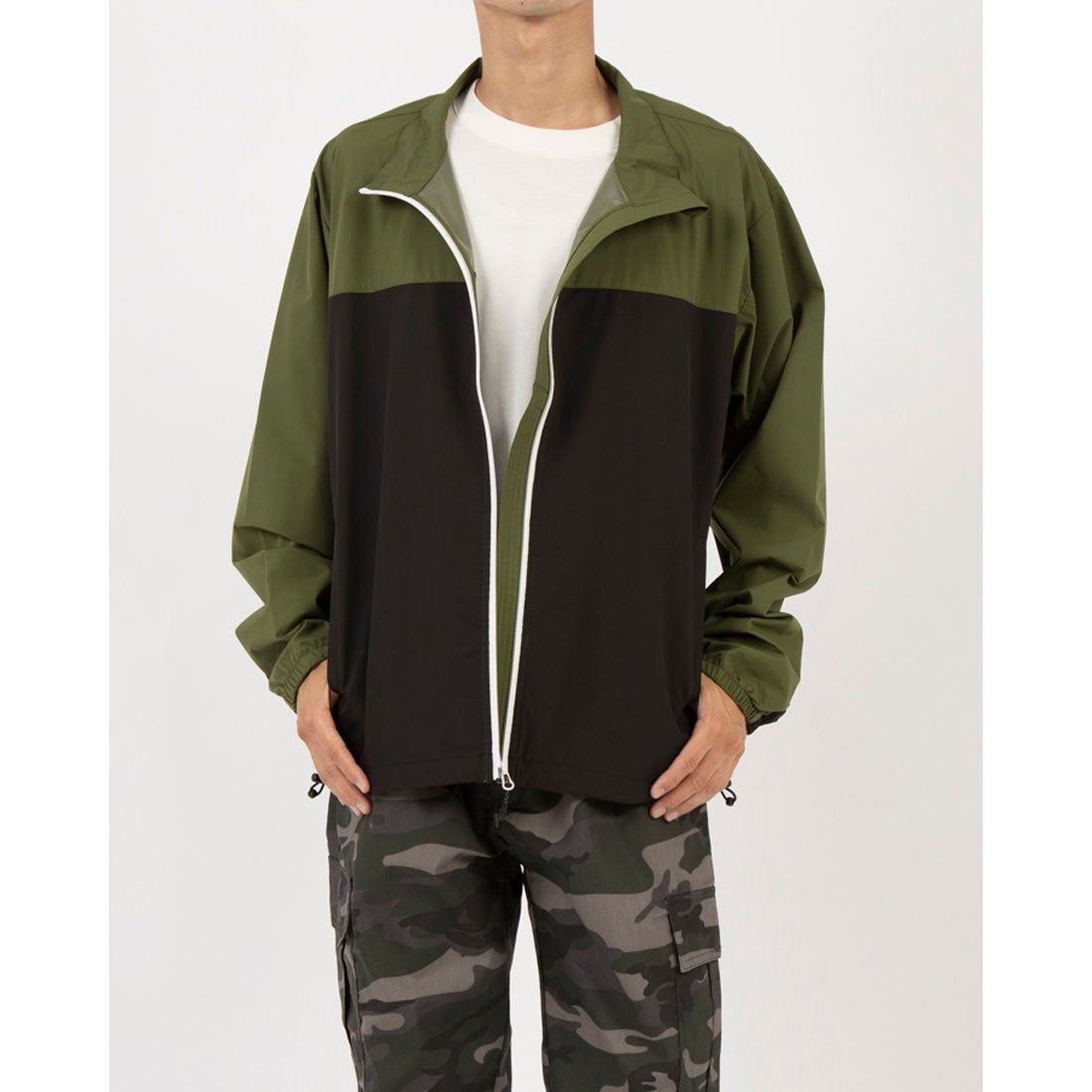スタイルブロック STYLEBLOCK allseasonWearスタンドウィンドブレーカー （ブラック×カーキ） - ファッション通販 d ...