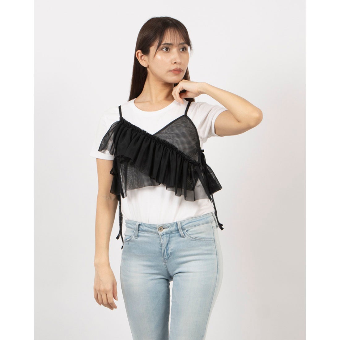 スタイルブロック STYLEBLOCK チュールアシメフリルビスチェ （ブラック） - ファッション通販 d fashion