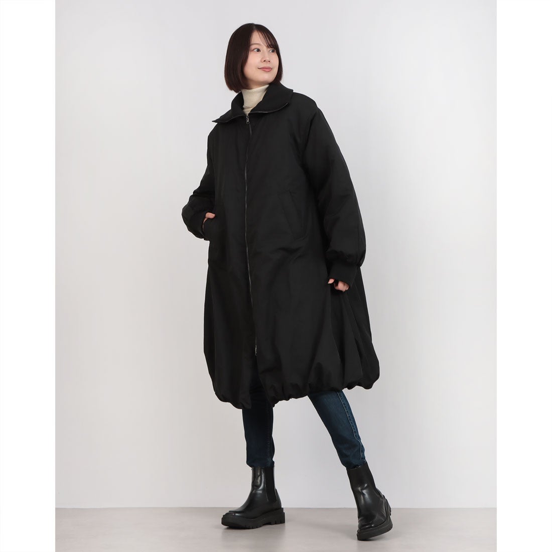 スタイルブロック STYLEBLOCK タフタ中わたバルーンリブコート （ブラック） - ファッション通販 d fashion
