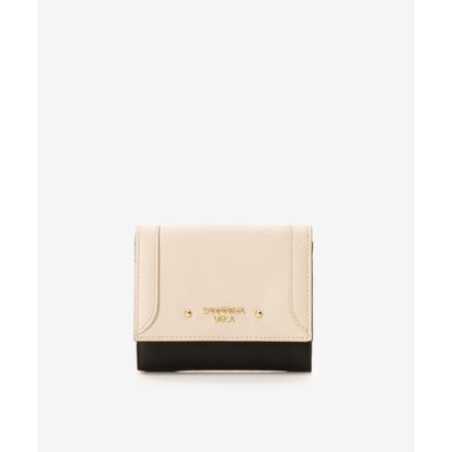 バイカラーシンプルロゴ折財布 (オフホワイト)