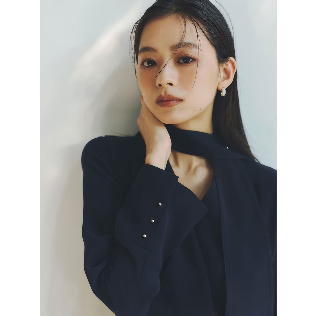 アニュアンス anuans ダブルサテンクラシカルワンピース （NAVY） -靴