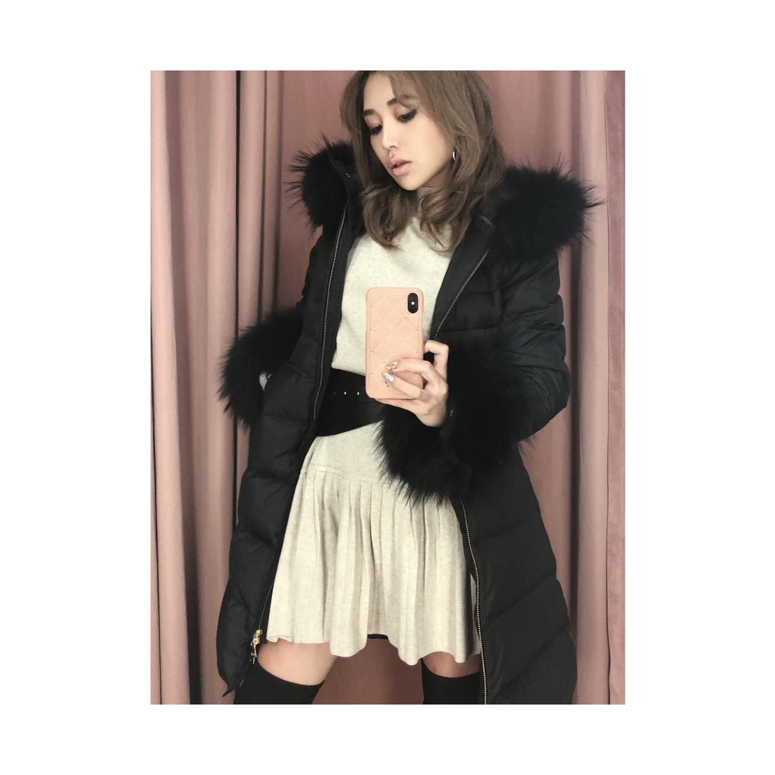 EIMY ISTOIRE eimy istoire ロングラクーンファーダウン グレージュ 