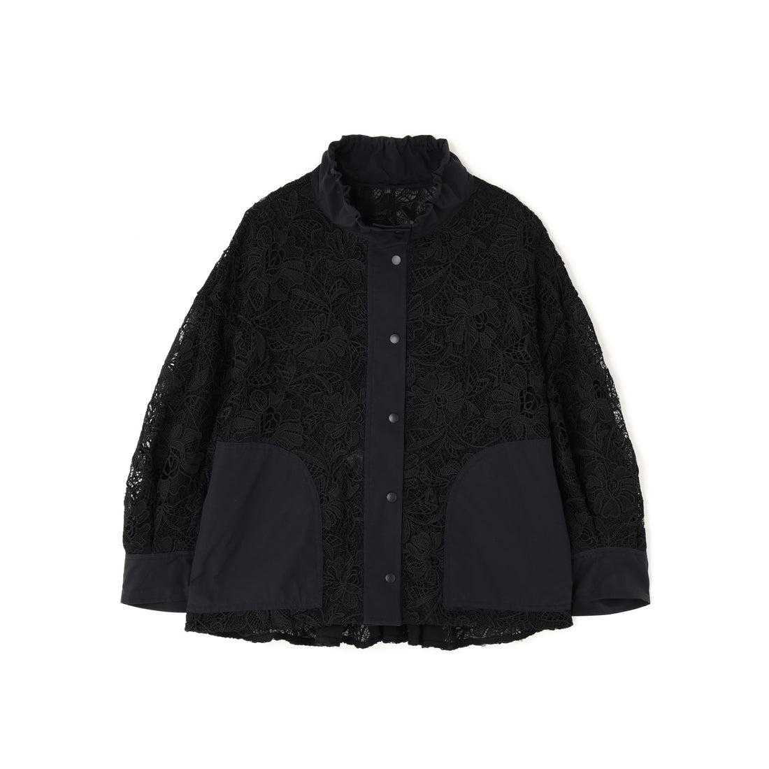 アドーア ADORE ◇ナイロンダンプ×レースブルゾン （ブラック 