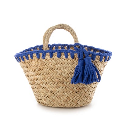 かがり編み水草カゴバッグ （ブルー）