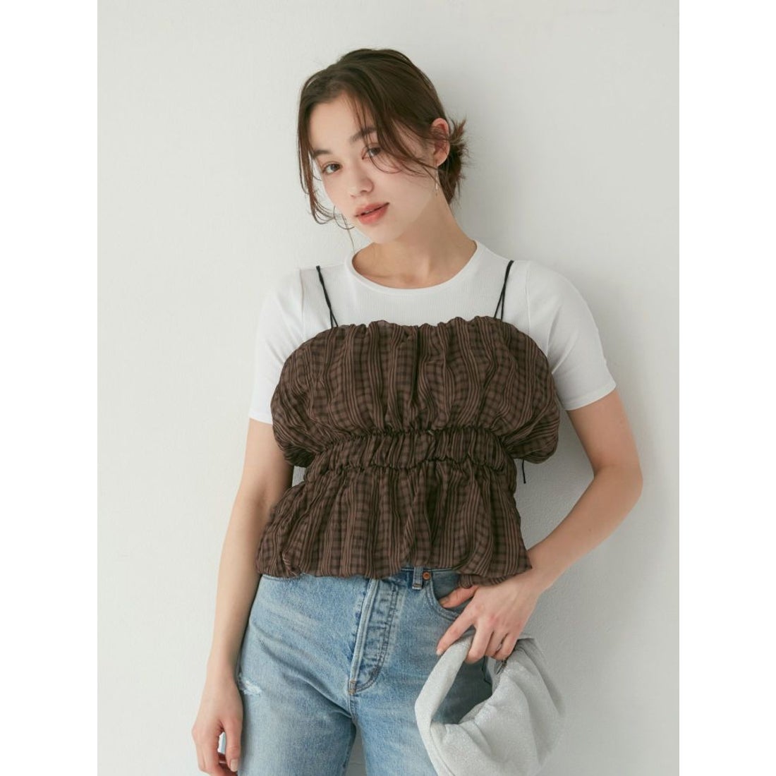 アングリッド Ungrid ビスチェセットTee （ブラウン） -靴 