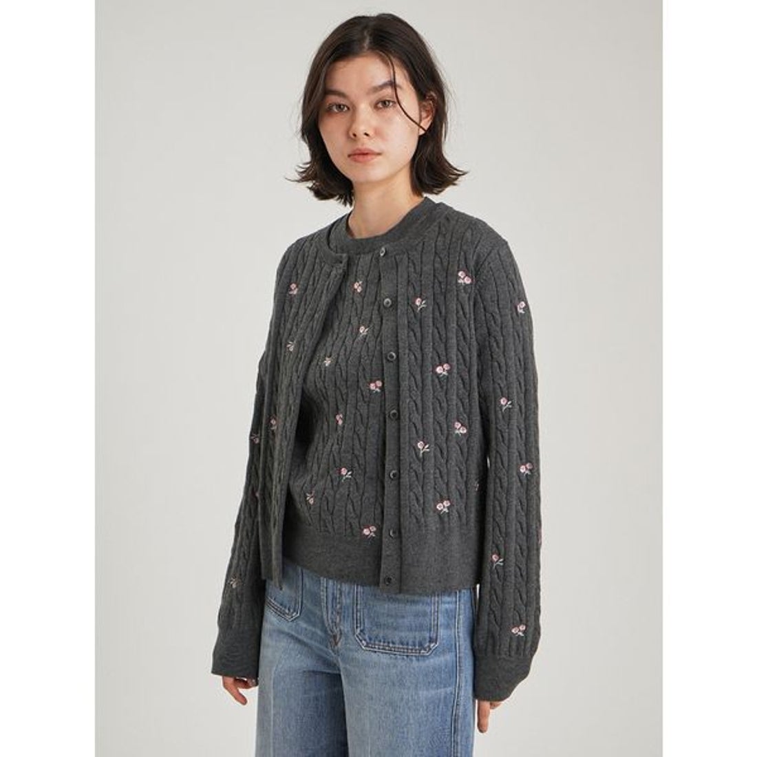 【新品タグ付き】Mila Owen セット売り　花柄カーディガン 半袖ニットM ミラ オーウェン Mila Owen フラワー刺繍ニットカーデ （PNK