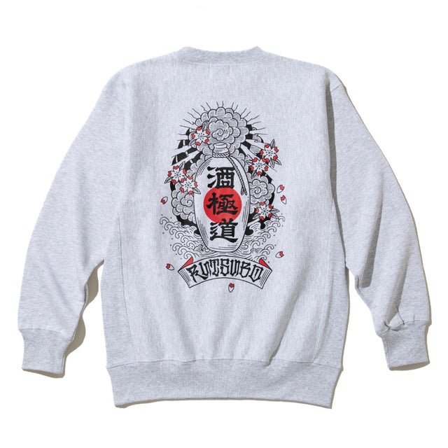 サケゴクドウ クルー スウェット（酒極道 CREW SWEAT (RUTSUBO×画工遊鷹）） （ASH）