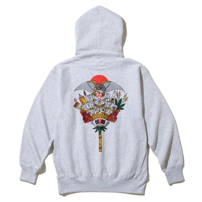 ルツボ 坩堝(RUTSUBO) クマデ プルオーバー フーディー（KUMADE PULLOVER HOODIE (RUTSUBO×画工遊鷹）） （ASH）｜詳細画像