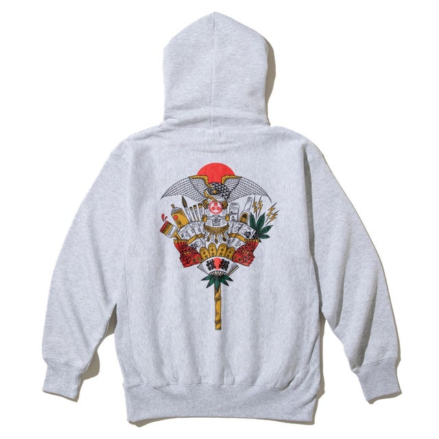 クマデ プルオーバー フーディー（KUMADE PULLOVER HOODIE (RUTSUBO×画工遊鷹）） （ASH）