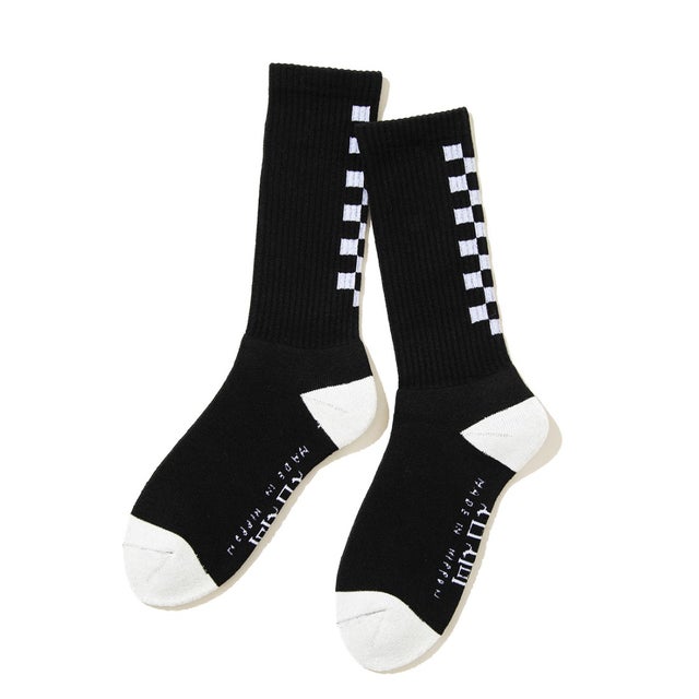 チェッカー ライン ソックス（CHECKER LINE SOCKS） （BLACK/WHITE）