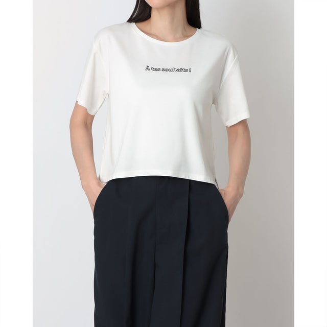 刺繍ロゴクロップドTシャツ （オフホワイト）