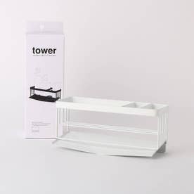 tower (タワー) 水が流れるスポンジ＆ボトルホルダー WH (ホワイト)