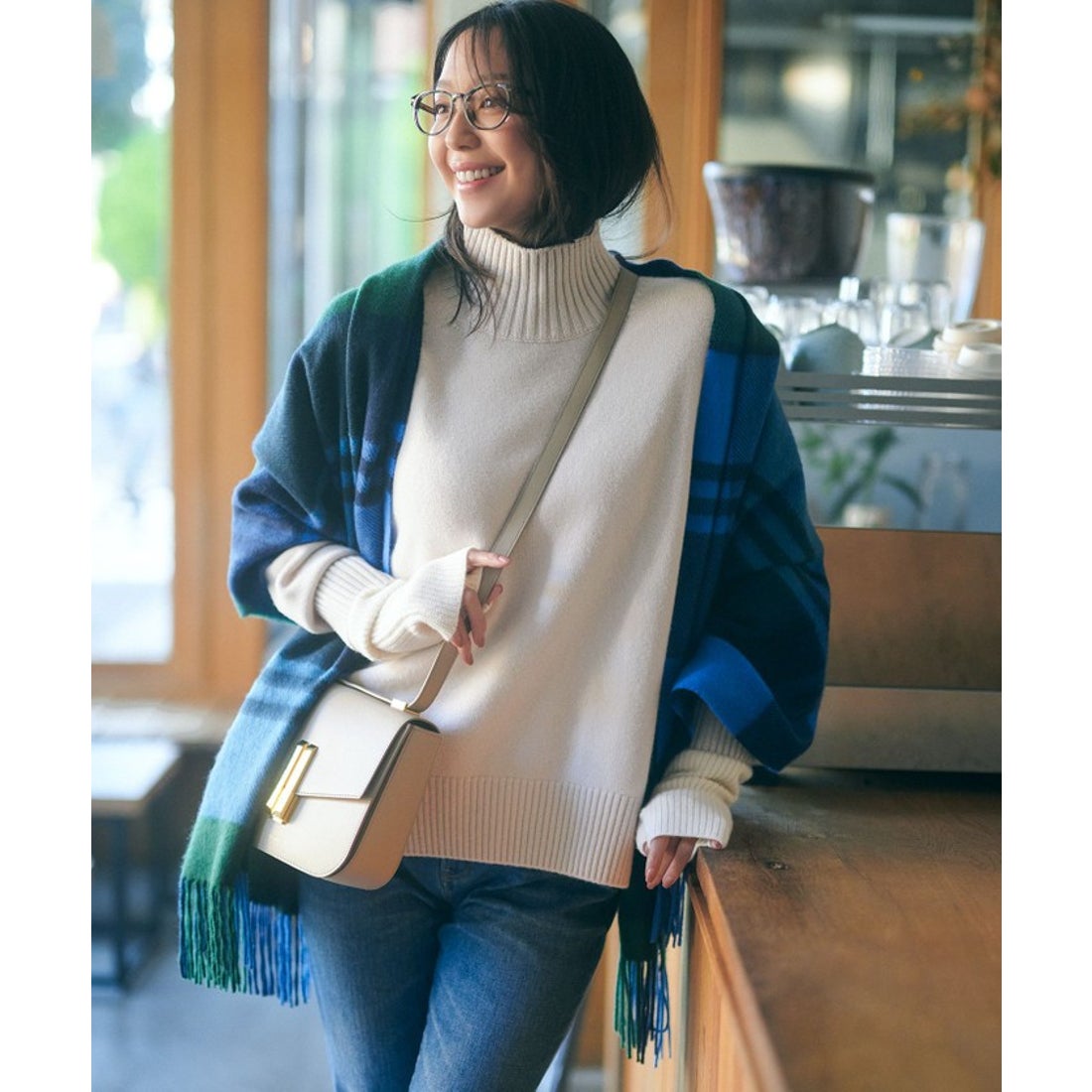 ニジュウサンク 23区 【洗える】ウールカシミヤ ハイネック ニット