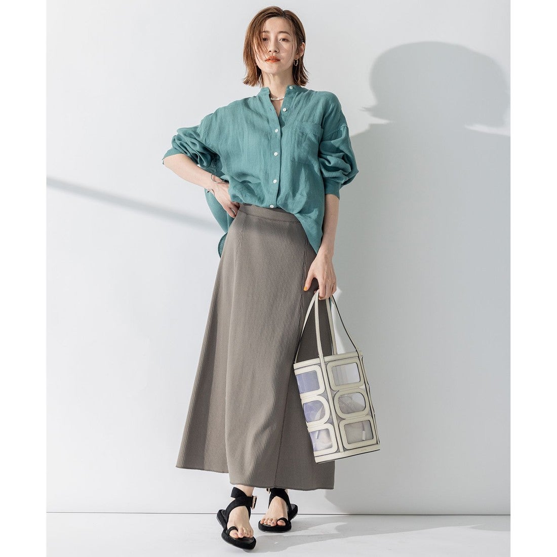 23区 【WEB限定カラーあり/洗える】LIBECO バンドカラー ビッグ