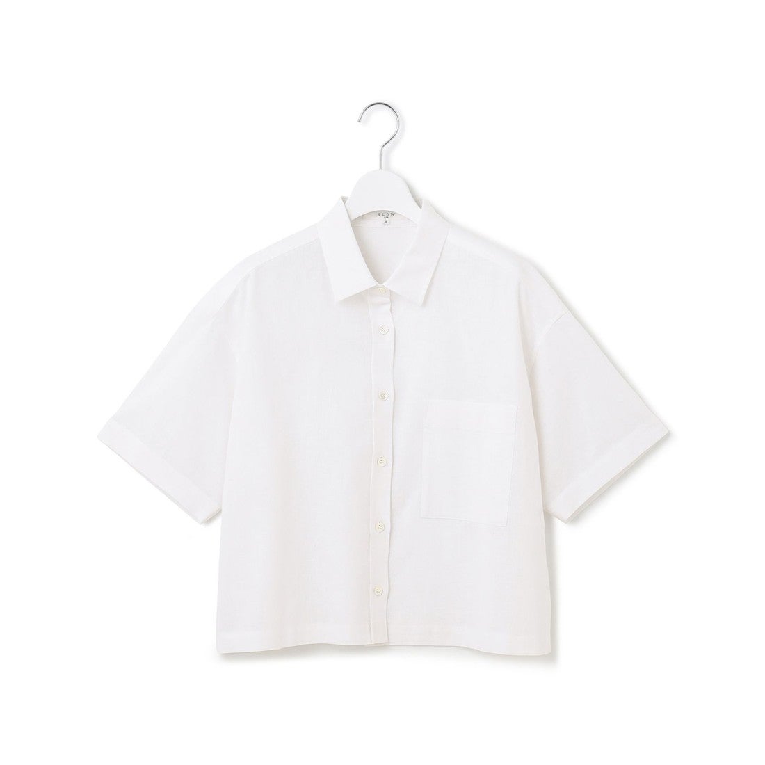 23区 【SLOW／洗える】リネンコットン 半袖クロップドシャツ 