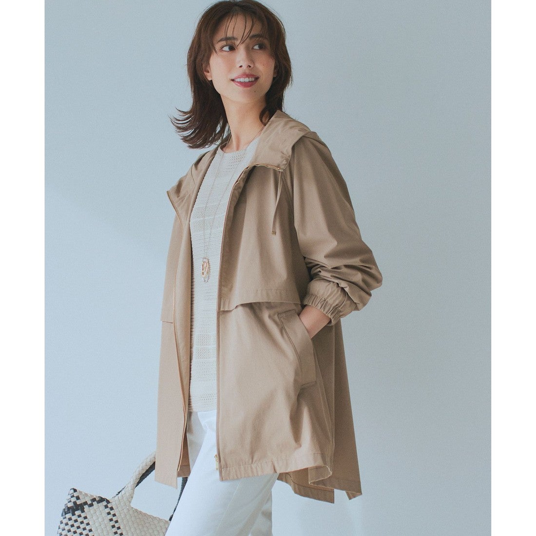 23区 【洗える/撥水加工】ナイロン 2WAY ストレッチ フーデット 