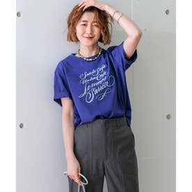【井波麻里衣さんコラボ】カリグラフィー プリント Tシャツ （ロイヤルブルー×クリーム）