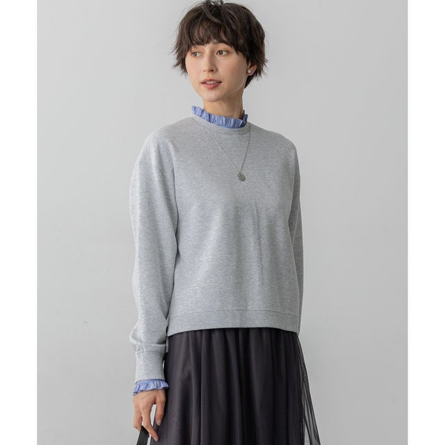 【WEB＆一部店舗限定】クリアコットンテリー ストライプフリル スウェット （ライトグレー系）
