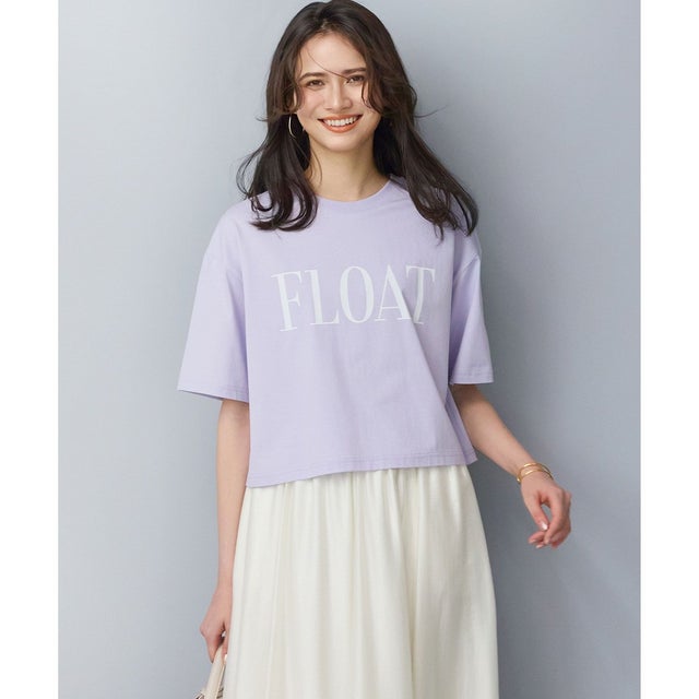 【SLOW/一部店舗限定】ヴィンテージライクジャージー クロップド ロゴ Tシャツ （ラベンダー×オフホワイト）